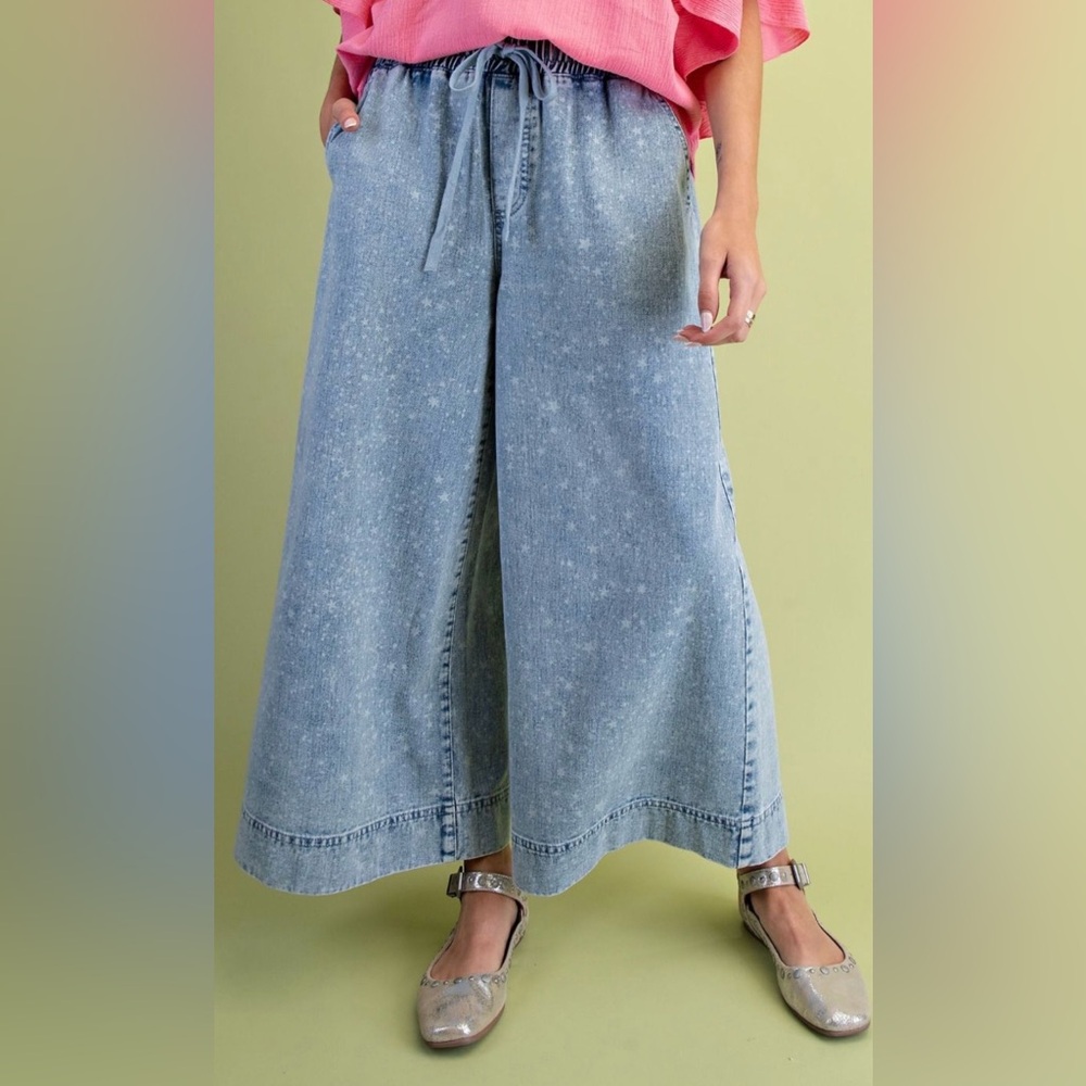 Easel Los Angeles Stars Align Denim pull on Softy Trousers